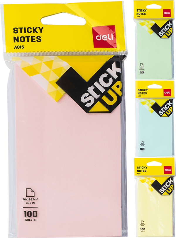 Deli Yapışkanlı Not Kağıdı 76×126mm 3* 100yp A01502 - Image 1