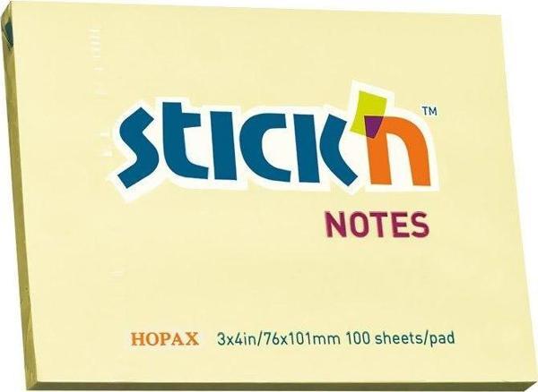 STİCK'N 21008 YAPIŞKANLI NOT KAĞIDI 76x101 100 YAPRAK PASTEL SARI - Image 1