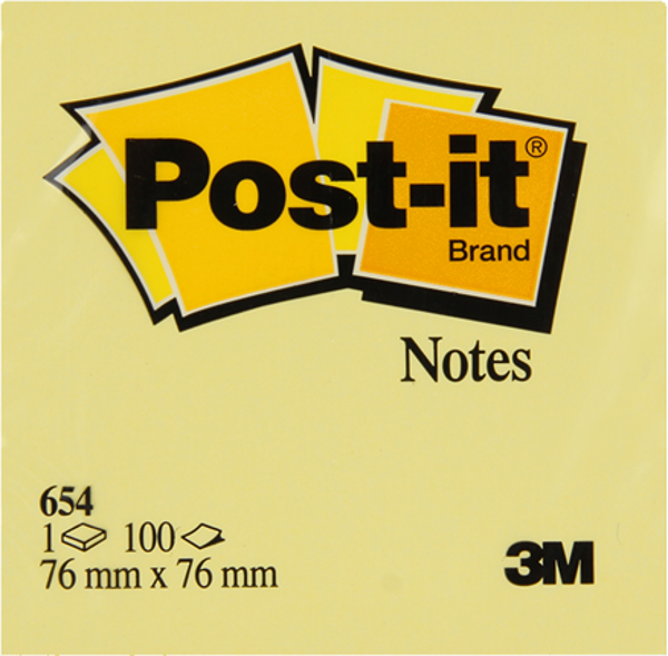 Post-it 654 Yapışkanlı Not Kağıdı 76x76mm (100 Yaprak) - Image 1
