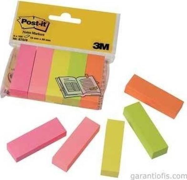 Post-it 670/5 Not Sayfa İşareti (5 Neon Renk) - Image 1