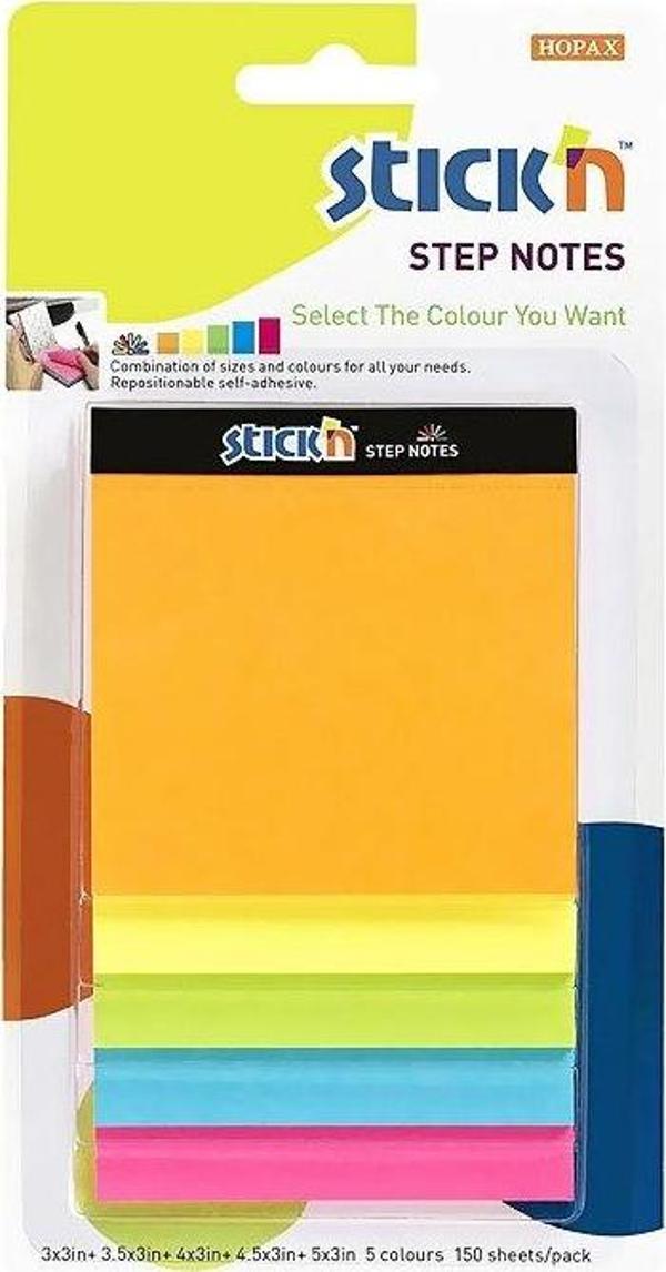 STİCK'N 21423 YAPIŞKANLI NOT KAĞIDI 76x76 150 YAPRAK NEON 5 RENK - Image 1