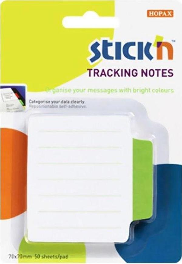 STİCK'N 21486 YAPIŞKANLI NOT KAĞIDI 70x70 ÇİZGİLİ BEYAZ-YEŞİL - Image 1