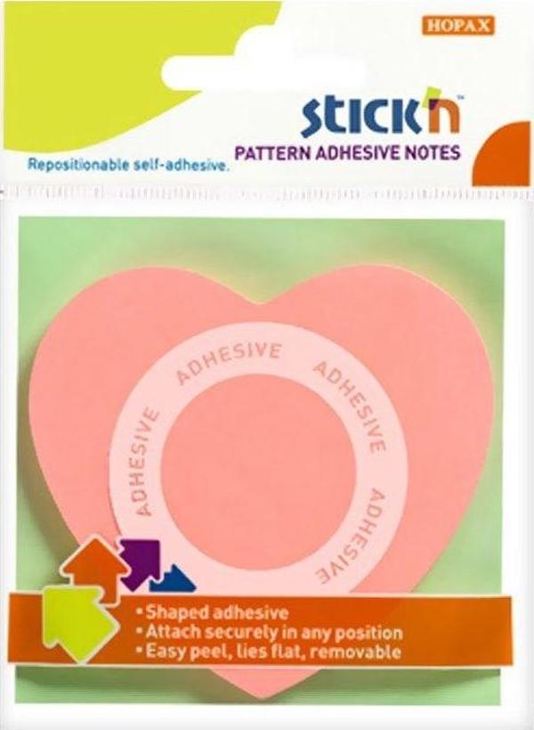STİCK'N 21545 YAPIŞKANLI KALP NOT KAĞIDI 70x70 50 YAPRAK PEMBE - Image 1