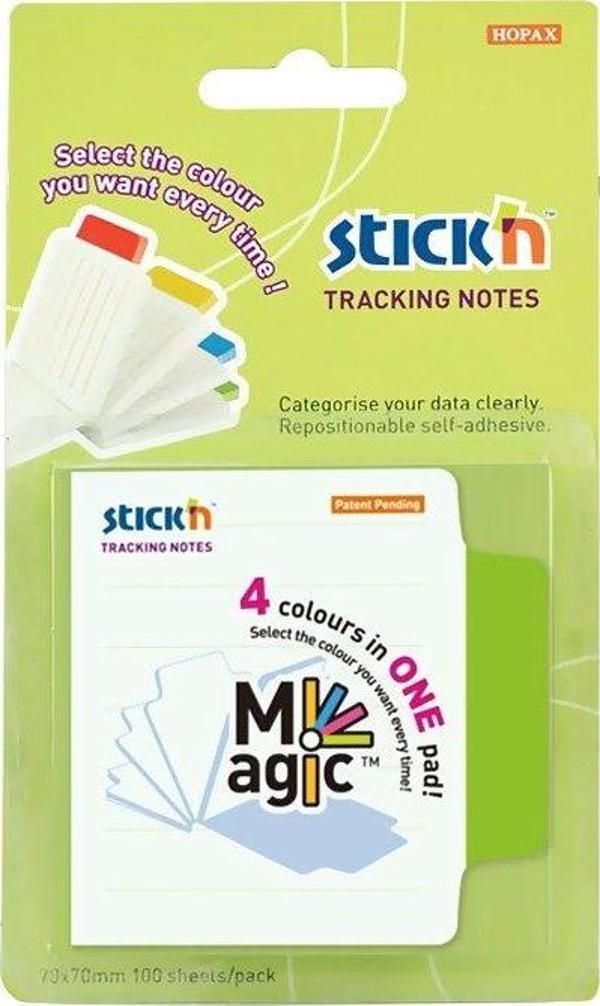 STİCK'N 21559 YAPIŞKANLI NOT KAĞIDI 70x70 ÇİZGİLİ BEYAZ 4 RENK - Image 1