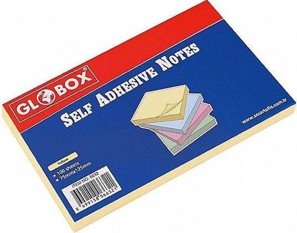 GLOBOX 6632 YAPIŞKANLI NOT KAĞIDI 75x100 100 YAPRAK SARI - Image 1