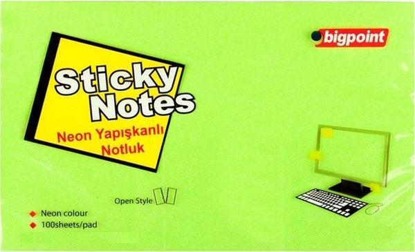 Bigpoint Yapışkanlı Not Kağıdı 75x125mm Neon Yeşil - Image 1
