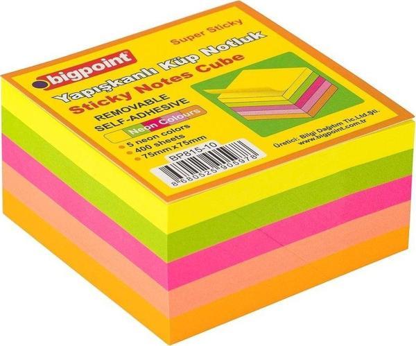 Bigpoint Yapışkanlı Not Kağıdı Super Sticky Küp 5 Neon Renk 400 Yaprak - Image 1
