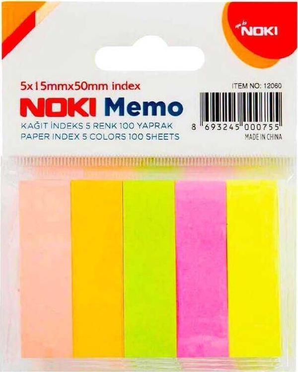 Noki 5 Renk Kağıt İndex 100 Yaprak 15 x 50 mm - Image 1