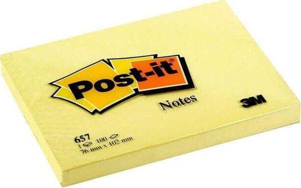Post-it Yapışkanlı Not Kağıdı 76x102mm 100 Yaprak Sarı - Image 1