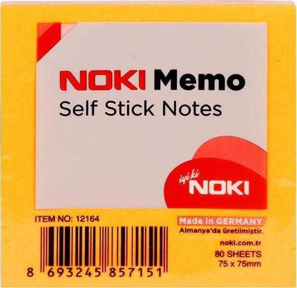 Noki Yapışkanlı Not Kağıdı 75x75 mm Memo Orange 80 Yaprak - Image 1