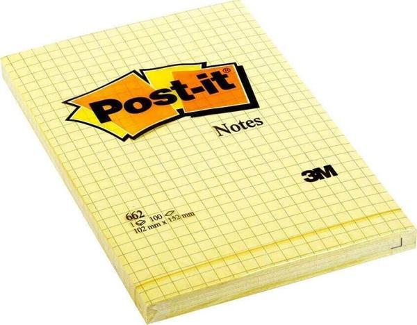 Post-it Yapışkanlı Not Kağıdı 102x152mm 100 Yaprak Kareli Sarı - Image 1