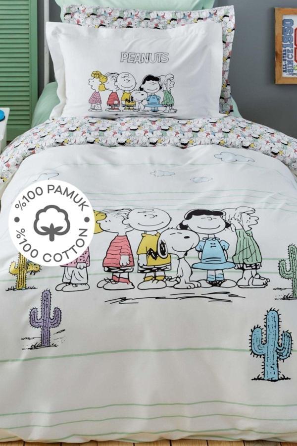 PEANUTS By Karaca Home Snoopy Vintage Tek Kişilik %100 Pamuk Nevresim Takımı - Image 1