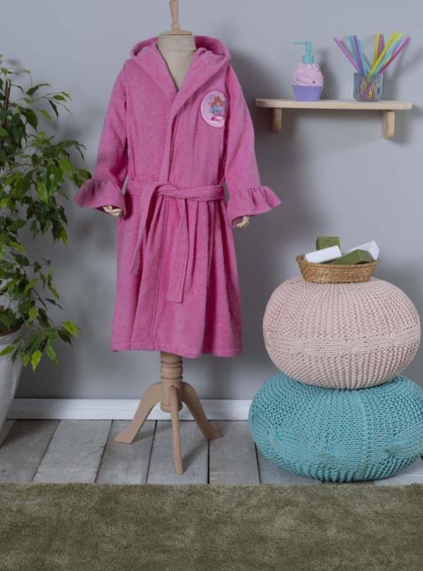 winx By Karaca Home Bloom Pembe %100 Pamuk 4-6 Yaş Bornoz - Image 1
