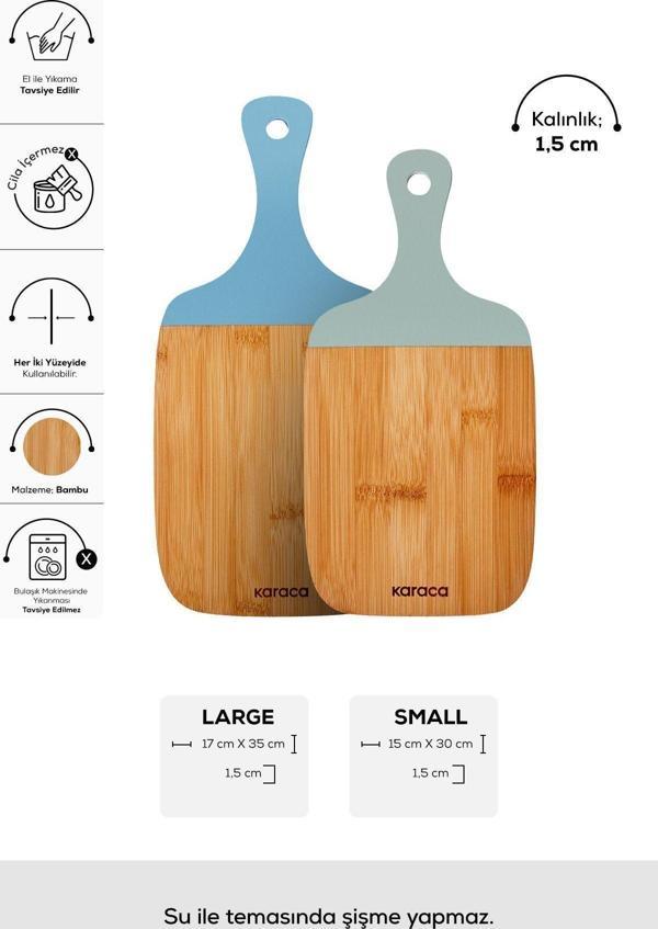 Karaca Pony 2'Li Bambu Sunum Tahtası Blue 30/35 Cm - Image 1