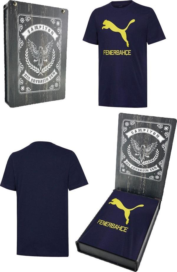 Fenerbahçe Orijinal Puma Sıfır Yaka Lacivert T-Shirt Hediyelik Ahşap Kutulu - Image 1