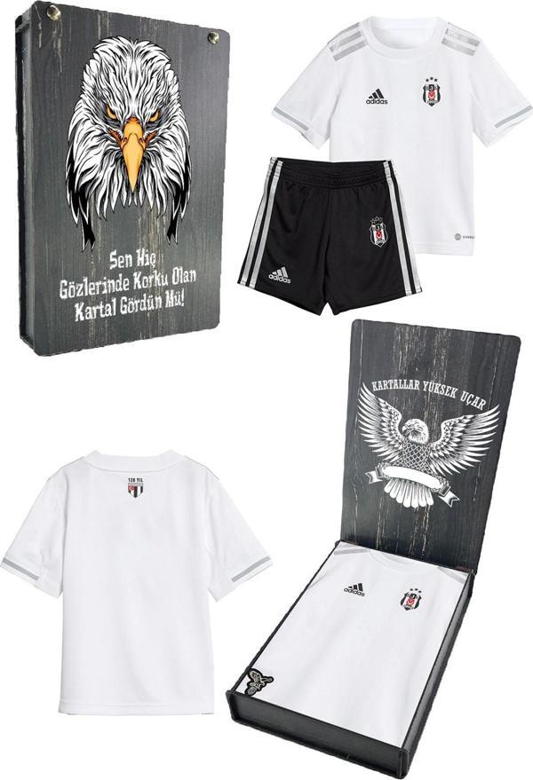 Beşiktaş Orijinal Lisanslı Bebek Forma Şort 2'li Set Hediyelik Ahşap Kutulu - Image 1