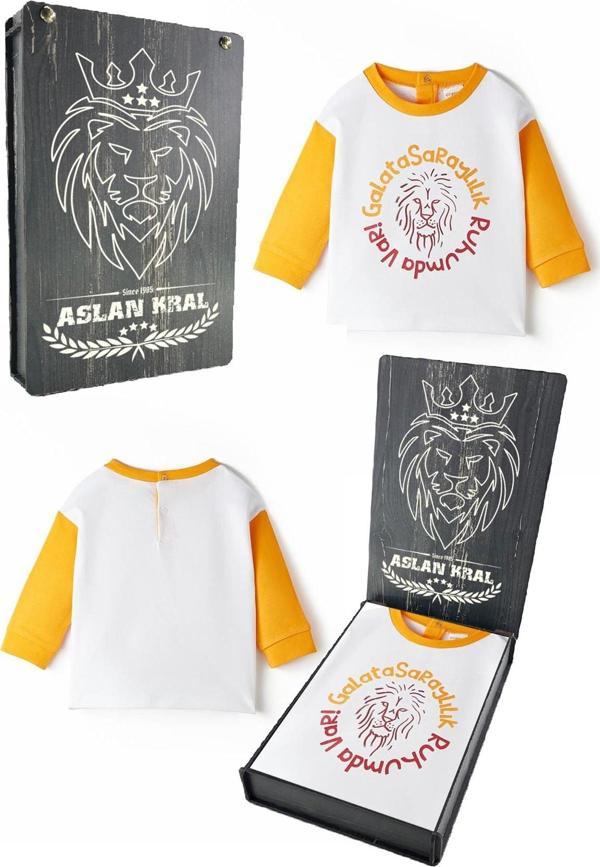 Galatasaray Orijinal Sarı Beyaz Sweat Hediyelik Ahşap Kutulu - Image 1