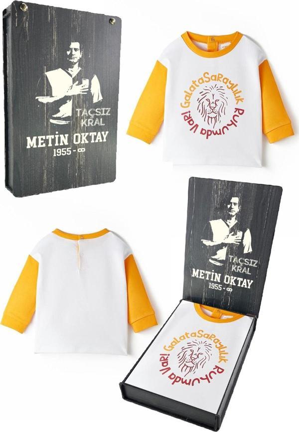 Galatasaray Orijinal Sarı Beyaz Sweat Metin Oktay Baskılı Hediyelik Ahşap Kutulu - Image 1