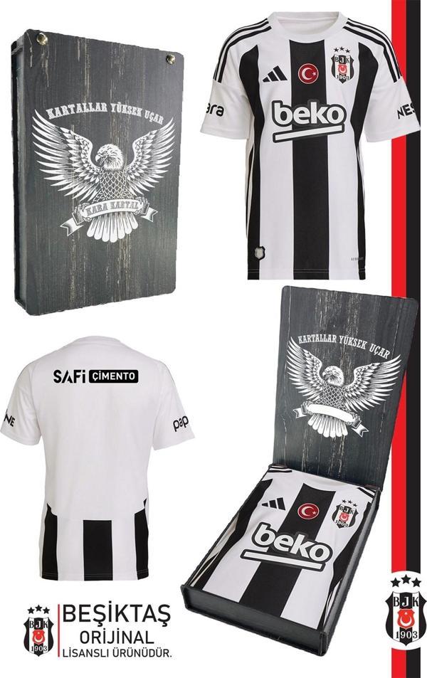 Beşiktaş Orijinal 24-25 Çubuklu Siyah-Beyaz Forma Hediyelik Ahşap Kutulu - Image 1