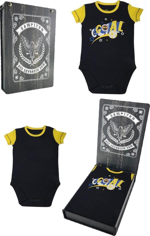 Fenerbahçe Orijinal Bebek Body Zıbın Hediyelik Ahşap Kutulu - Image 1