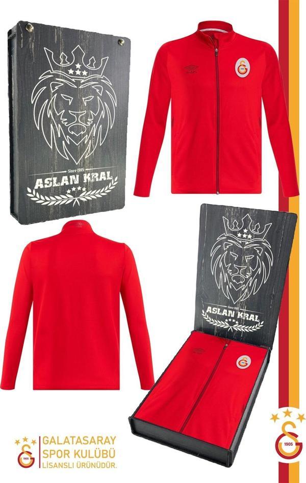 Galatasaray Orijinal Lisanslı Tam Fermuarlı Dik Yaka Kırmızı Antrenman Sweat Hediyelik Ahşap Kutulu - Image 1
