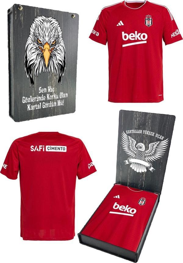 Beşiktaş Orijinal 24-25 Kırmızı Forma Bjk Kartal Baskılı Hediyelik Ahşap Kutulu - Image 1