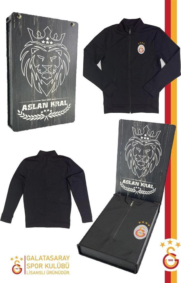Galatasaray Orijinal Lisanslı Siyah Balıkçı Yaka Sweat Hediyelik Ahşap Kutulu - Image 1