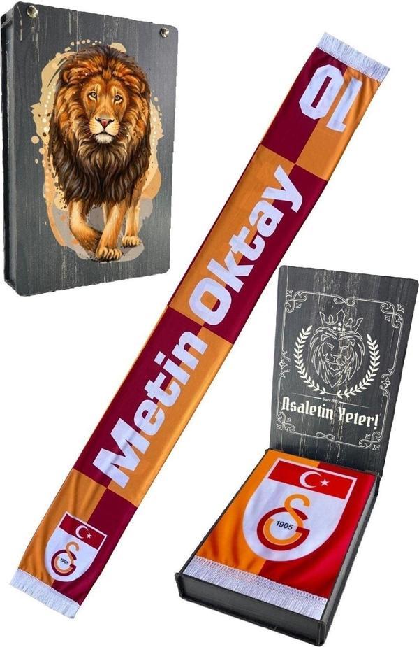 Galatasaray Orijinal Metin Oktay Atkı Hediyelik Ahşap Kutulu - Image 1