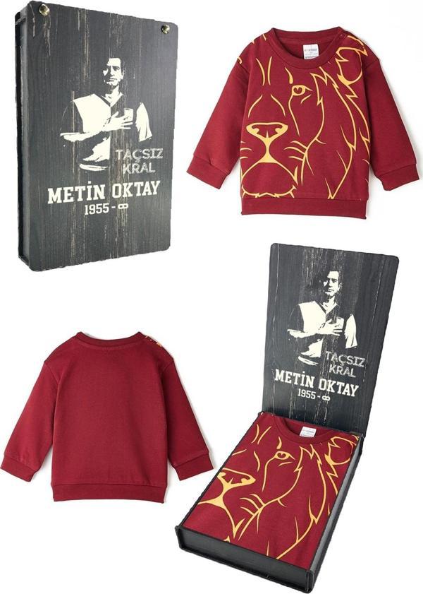 Galatasaray Orijinal Aslan Baskılı Kırmızı Sweat Metin Oktay Baskılı Hediyelik Ahşap Kutulu - Image 1