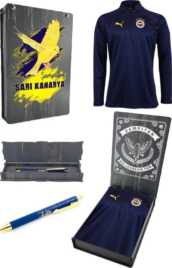Fenerbahçe Orijinal 23/24 A Takım Hoca Yarım Fermuar Lacivert Çocuk Sweat + Kalem Set Ahşap Kutulu - Image 1