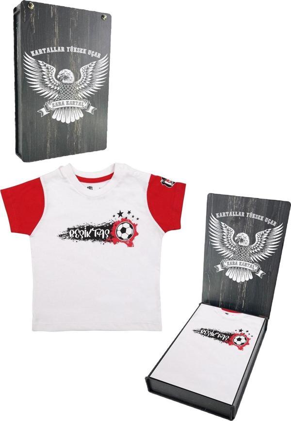 Beşiktaş Orijinal Beyaz Bebek T-Shirt Hediyelik Ahşap Kutulu - Image 1