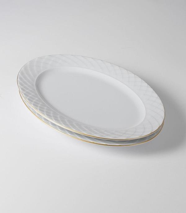 Güral Porselen Alfa 2 Parça 30 cm Kayık Tabak Mat Gold - Image 1