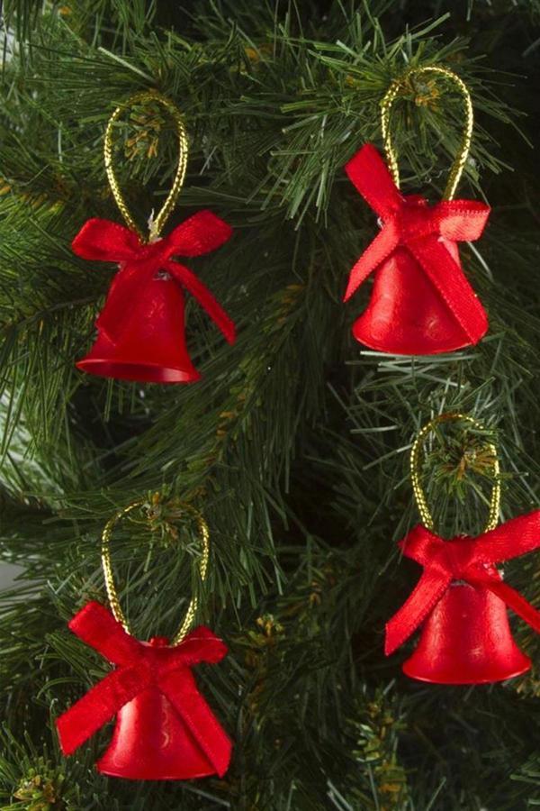 Yıllbaşı Çam Ağacı Süsü Kırmızı Çan Figürlü Noel Ağacı Süsü 12 Li 3 cm - Image 1