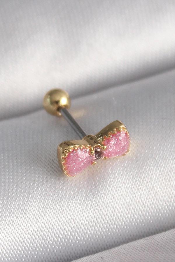 Gold Renk Pembe Fiyonk Model Tragus Piercing - EBJ241123W29445 - Image 1