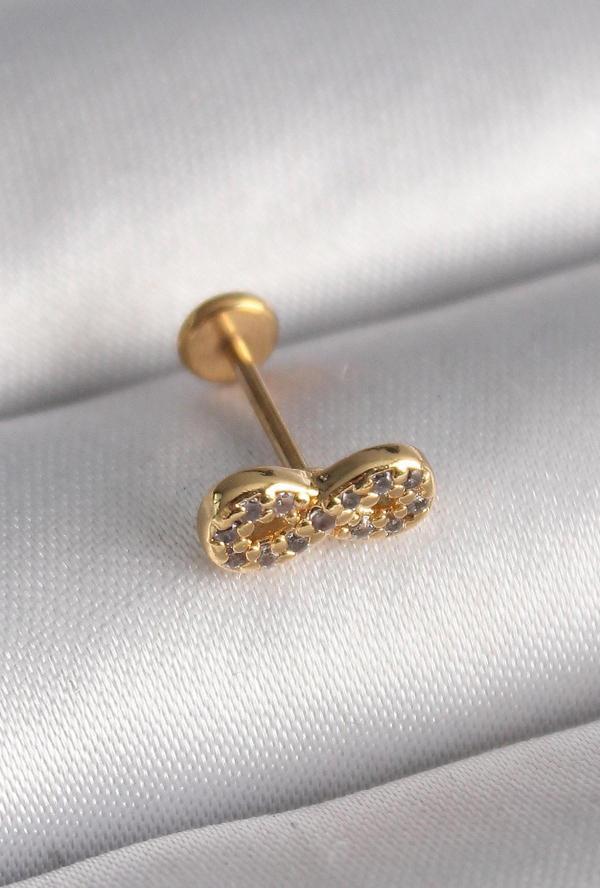 Gold Renk Zirkon Taşlı Sonsuzluk Model Tragus Piercing - EBJ241123W29495 - Image 1