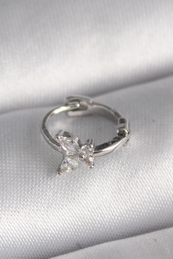 Gümüş Renk Zirkon Taşlı Kelebek Model Tragus Piercing - EBJ241123W29472 - Image 1