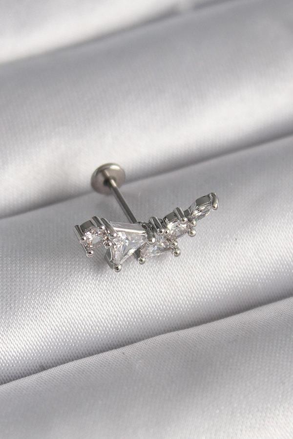 Gümüş Renk Zirkon Taşlı Tragus Piercing - EBJ241123W29488 - Image 1