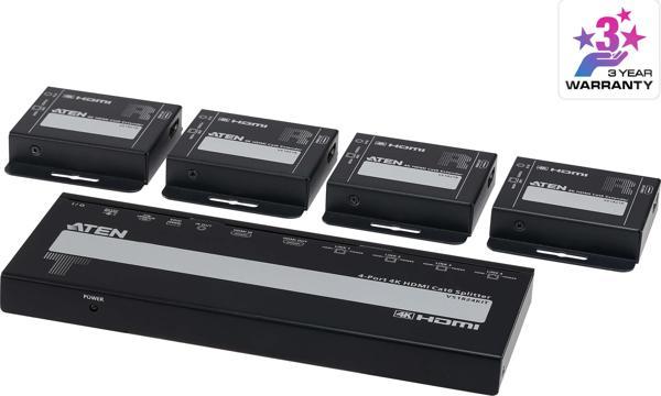 4-Port 4K HDMI Cat 6 Splitter with Receivers - Image 1