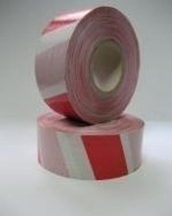 KIRMIZI & BEYAZ İKAZ BANDI 65MMx500MT - Image 1