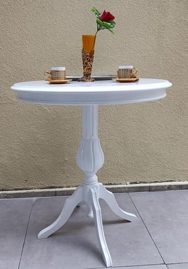 Fiskos Sehpa EKO 90504 Baba 4Ayak 65 CM Hareketli MDF Tabla Parlak Beyaz El Yapım - Image 1