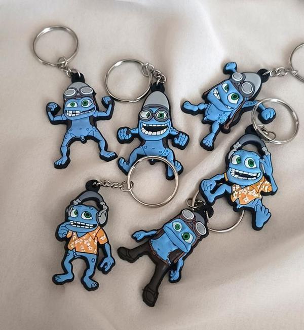Anahtarlık 6 Adet Sevimli Crazy Frog Araba Çanta Cüzdan Süsü              - Image 1