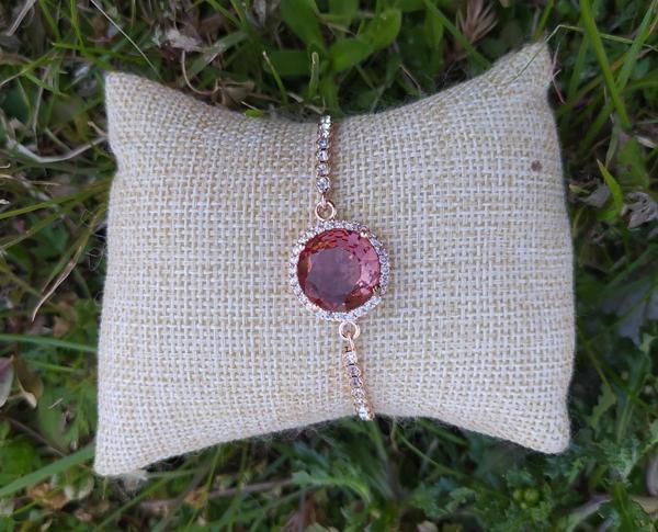 Bileklik Rose Gold Sultanit Zultanit Renk Değiştiren Taş  Bukalemun Zirkon Ayarlanabilir Asansörlü Bileklik - Image 1