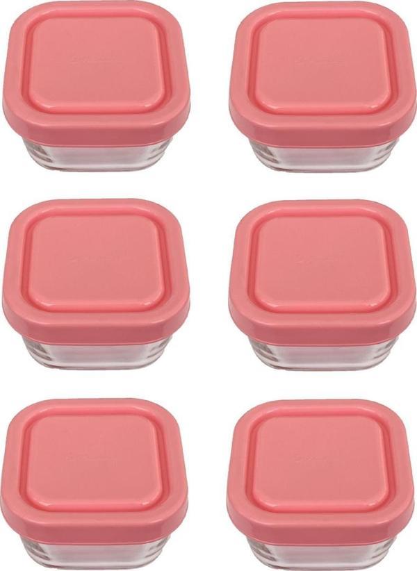 Paşabahçe 53223 snowbox 6 lı cam saklama kabı 275cc pembe - Image 1