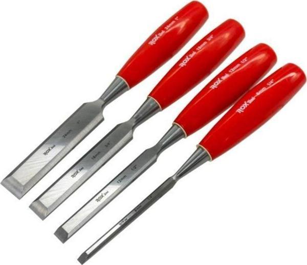 Rox Wood 0184 Ahşap Oyma, Düz Uçlu Iskarpela Takımı 4 Parça - Image 1