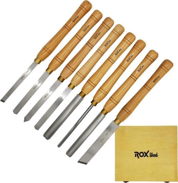 Rox Wood Hss Ahşap Torna Bıçak Seti 8 Parça Ahşap Kutulu - Image 1