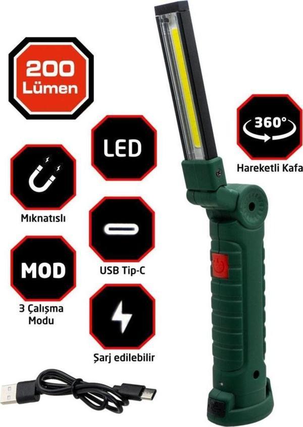 Rox 0226 Şarjlı Katlanır Çok Amaçlı Çalışma Feneri 200 Lümen - Image 1