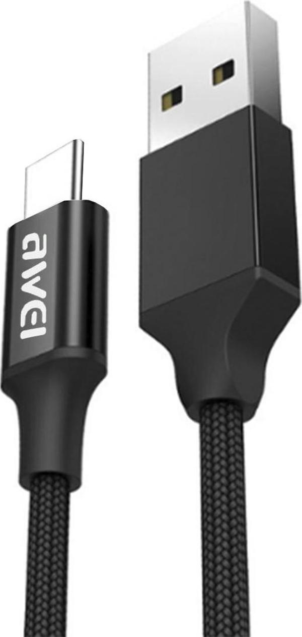 Awei Micro USB Hızlı Şarj ve USB Kablo Kırılmaz 1Mt CL-50 Siyah - Image 1