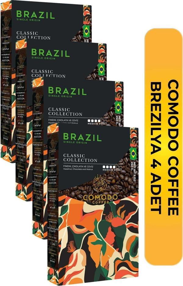 Comodo Coffee Brezilya Premium Gold Selection Çekirdek Filtre Kahve 250Gr x 4 (1000Gr) - Image 1