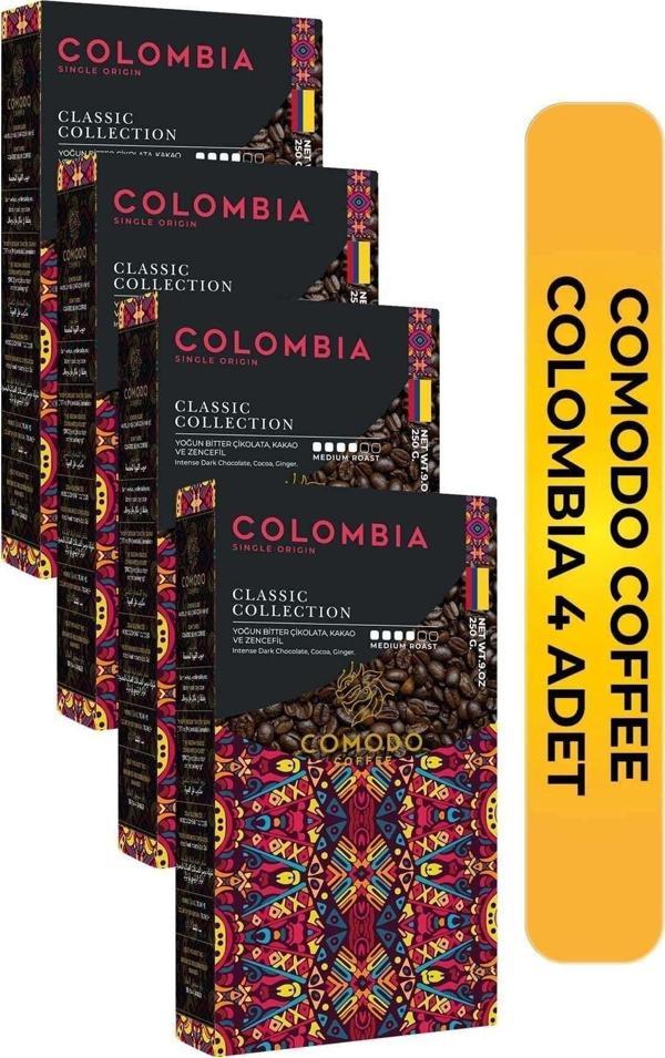 Comodo Coffee Colombia Premium Gold Selection Çekirdek Filtre Kahve 250Gr x 4 (1000Gr) - Image 1