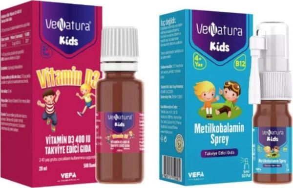 VeNatura Çocuklar İçin B12 Vitamini 5 Ml Sprey + D3 Vitamini 400 Iu 20 Ml Damla - Image 1